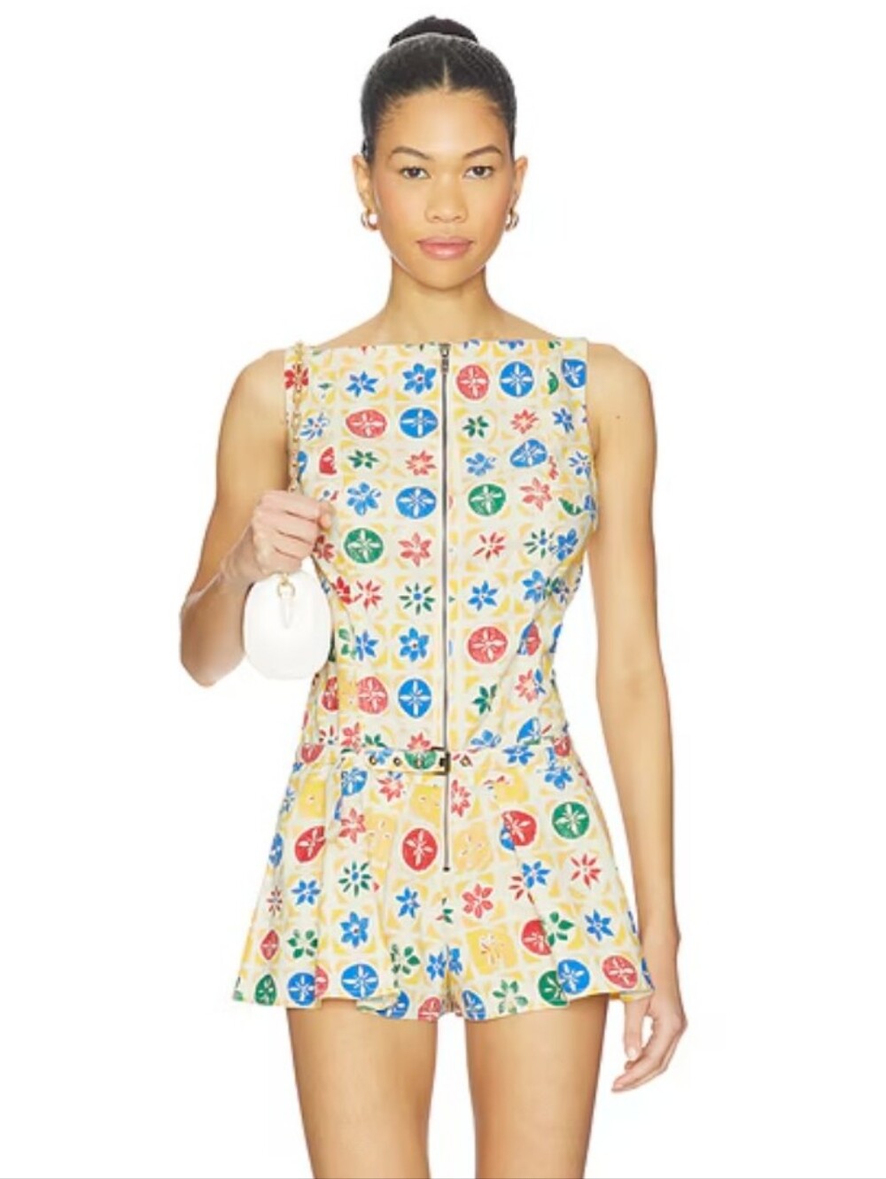 Free People Dune Dancer Romper Stretch Cotton Blend Size Medium Retro Mod Beach